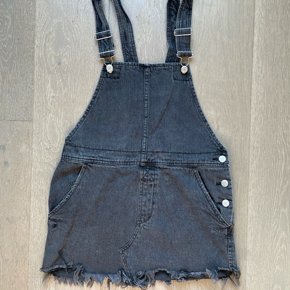 Free people overall skirt, grey denim - Picture 1 of 4